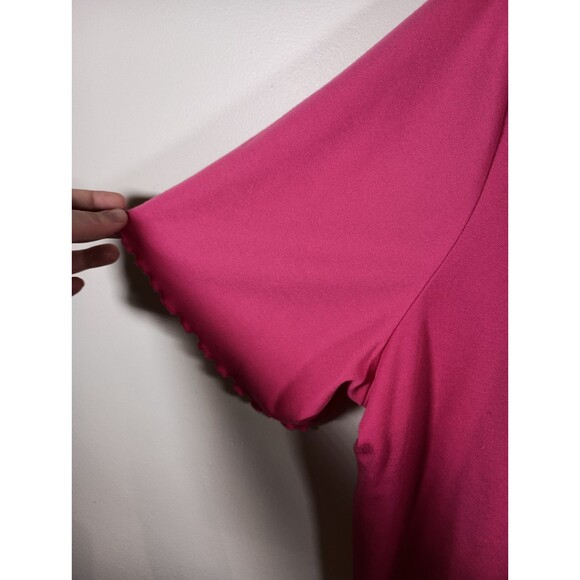 Vintage Roamans Short Sleeve Pink Lettuce Hem Exaggerated Collar Plus Size 4X - Picture 3 of 7